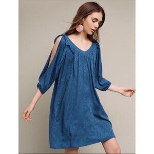 Anthropologie Blue Leyton Open-Shoulder Swing Dress XS